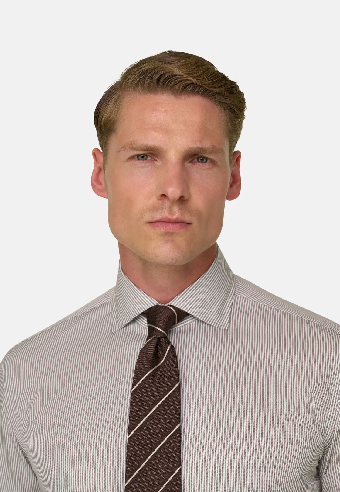 Boggi, Camicia A Righe In Cotone Regular Fit, Uomo, Marrone, Taglia: 39 - immagine 3