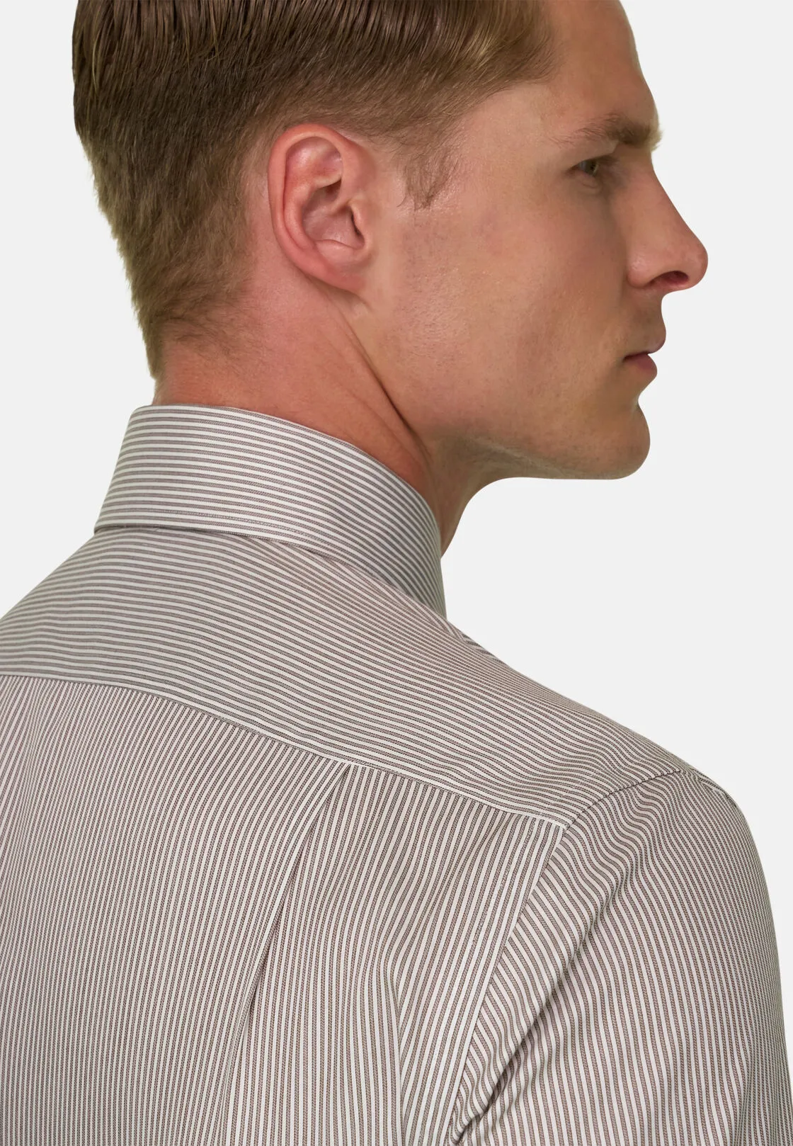 Boggi, Camicia A Righe In Cotone Regular Fit, Uomo, Marrone, Taglia: 39 - immagine 4