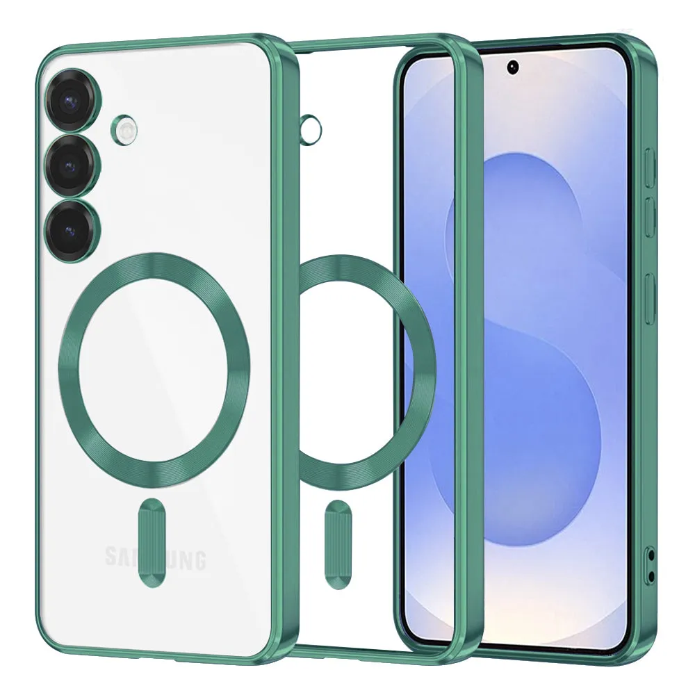 Custodia MagSafe per Samsung Galaxy S25 S931, Techsuit, Luxury Crystal, Verde Chiaro - immagine 1