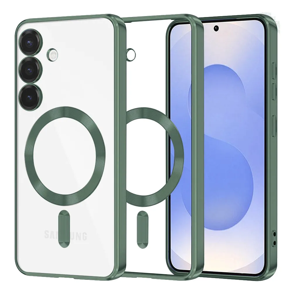 Custodia MagSafe per Samsung Galaxy S25 S931, Techsuit, Luxury Crystal, Verde Scuro - immagine 1
