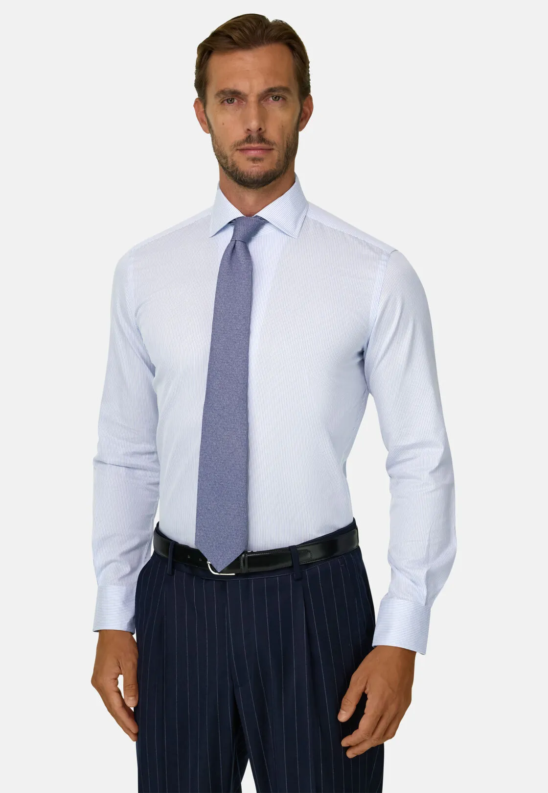 Boggi, Camicia A Righe In Cotone Regular Fit, Uomo, Azzurro, Taglia: 40 - immagine 1