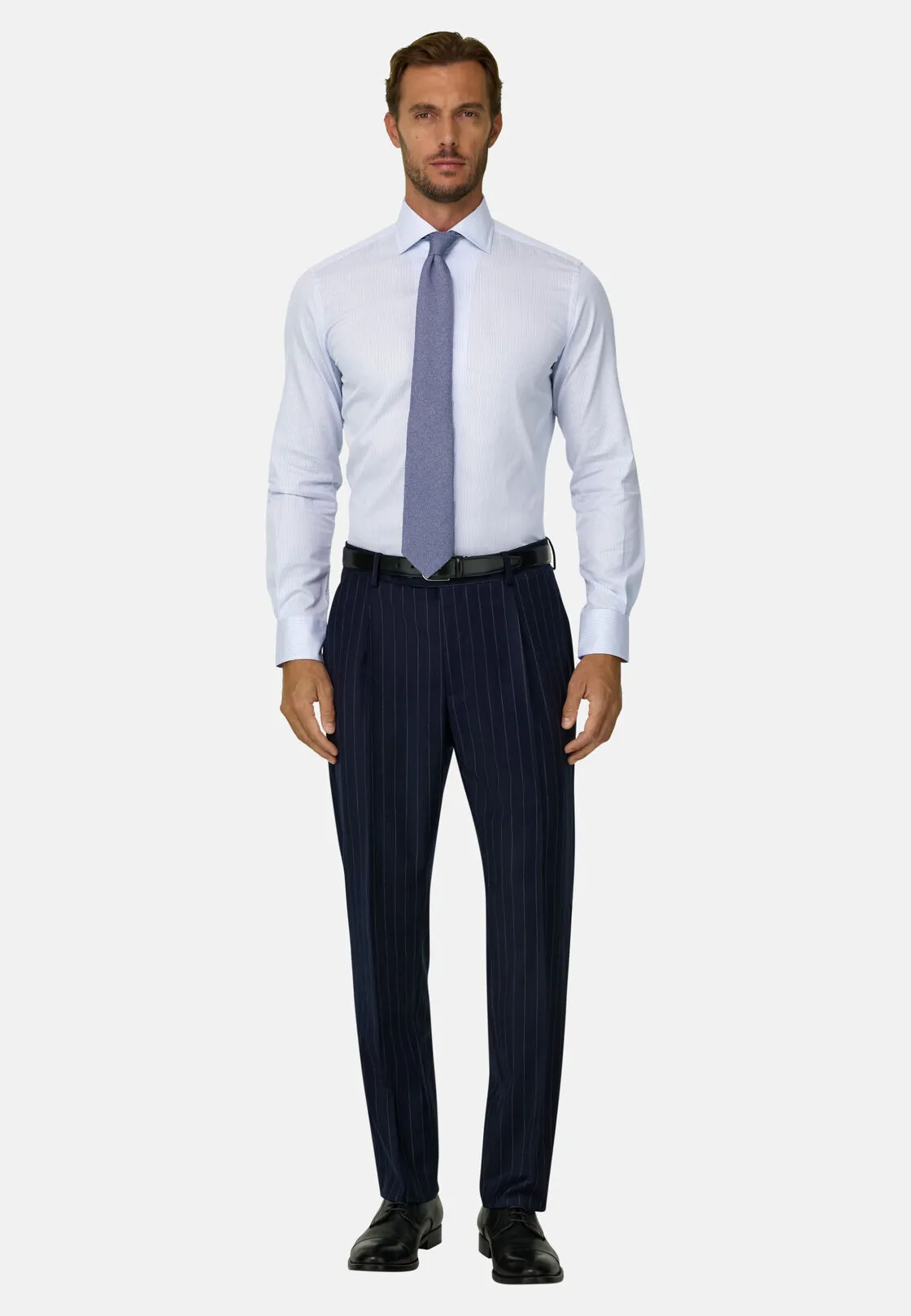 Boggi, Camicia A Righe In Cotone Regular Fit, Uomo, Azzurro, Taglia: 44 - immagine 2