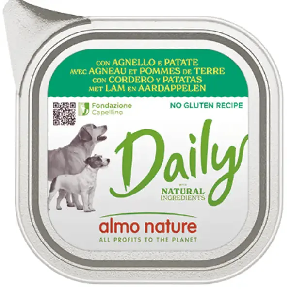 Almo Nature Daily Nutrition Menù Dog 300 gr Agnello e Patate - confezione da 9 pezzi - Cibo umido per cani - immagine 1