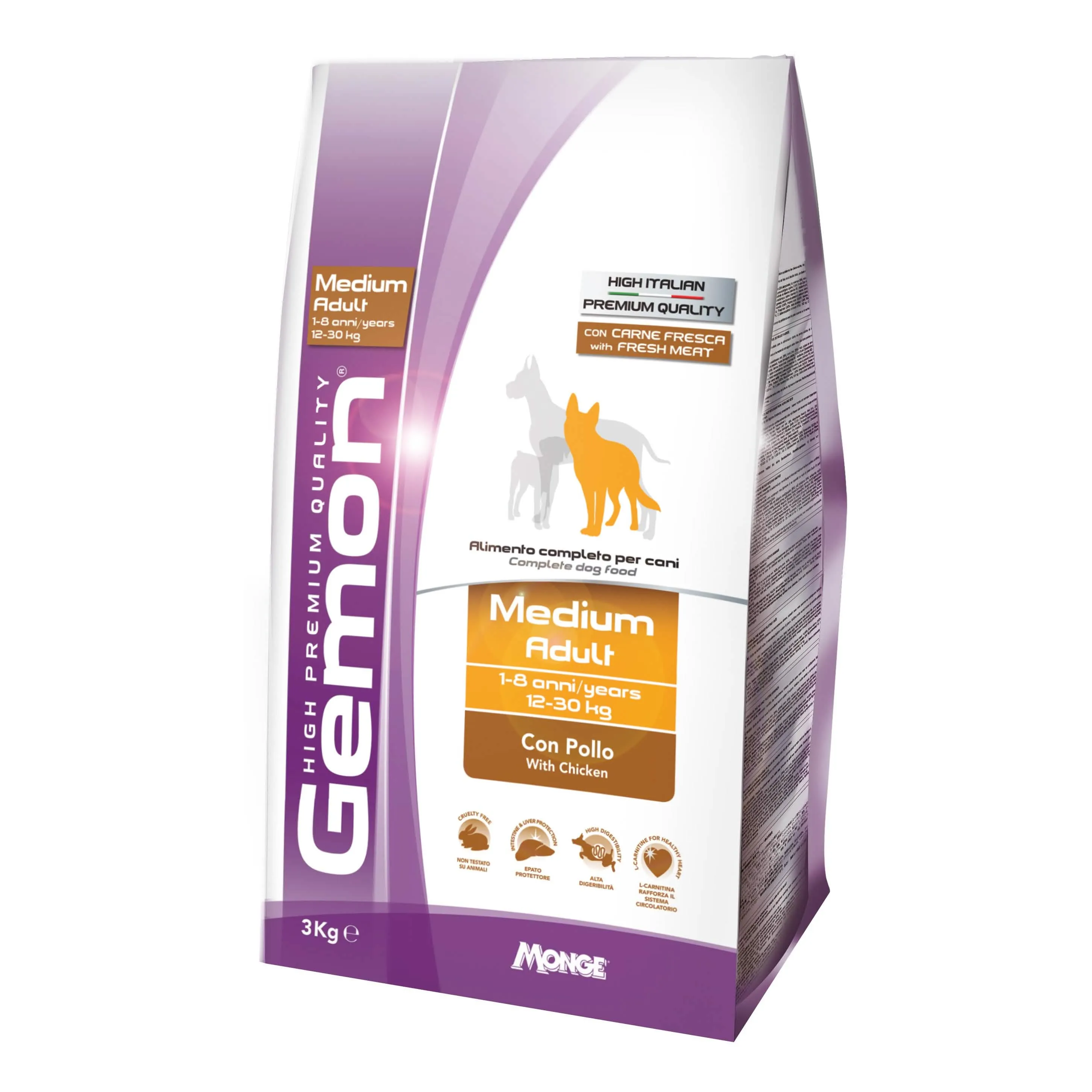 Gemon high premium quality cane crocchette medium adult con pollo 3 kg - immagine 1