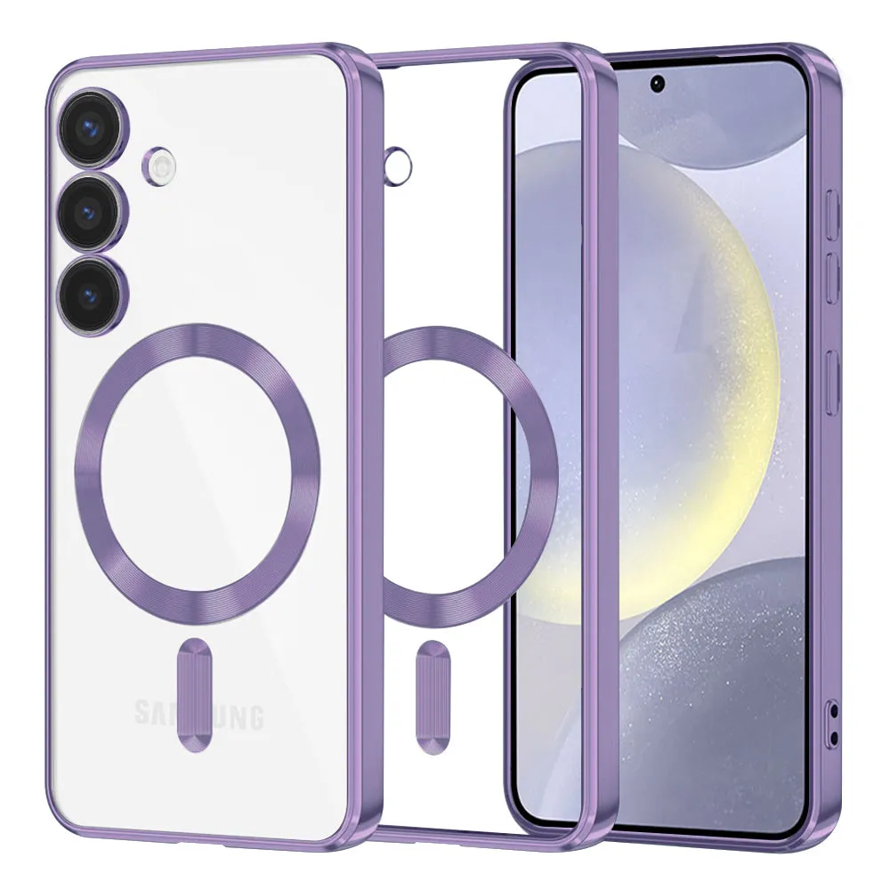 Custodia MagSafe per Samsung Galaxy S24+ S926, Techsuit, Luxury Crystal, Viola Chiaro - immagine 1