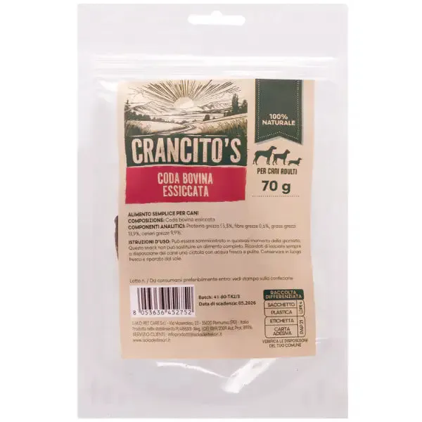 Crancito's snack naturale Dog Adult Coda bovina 70 gr - immagine 1