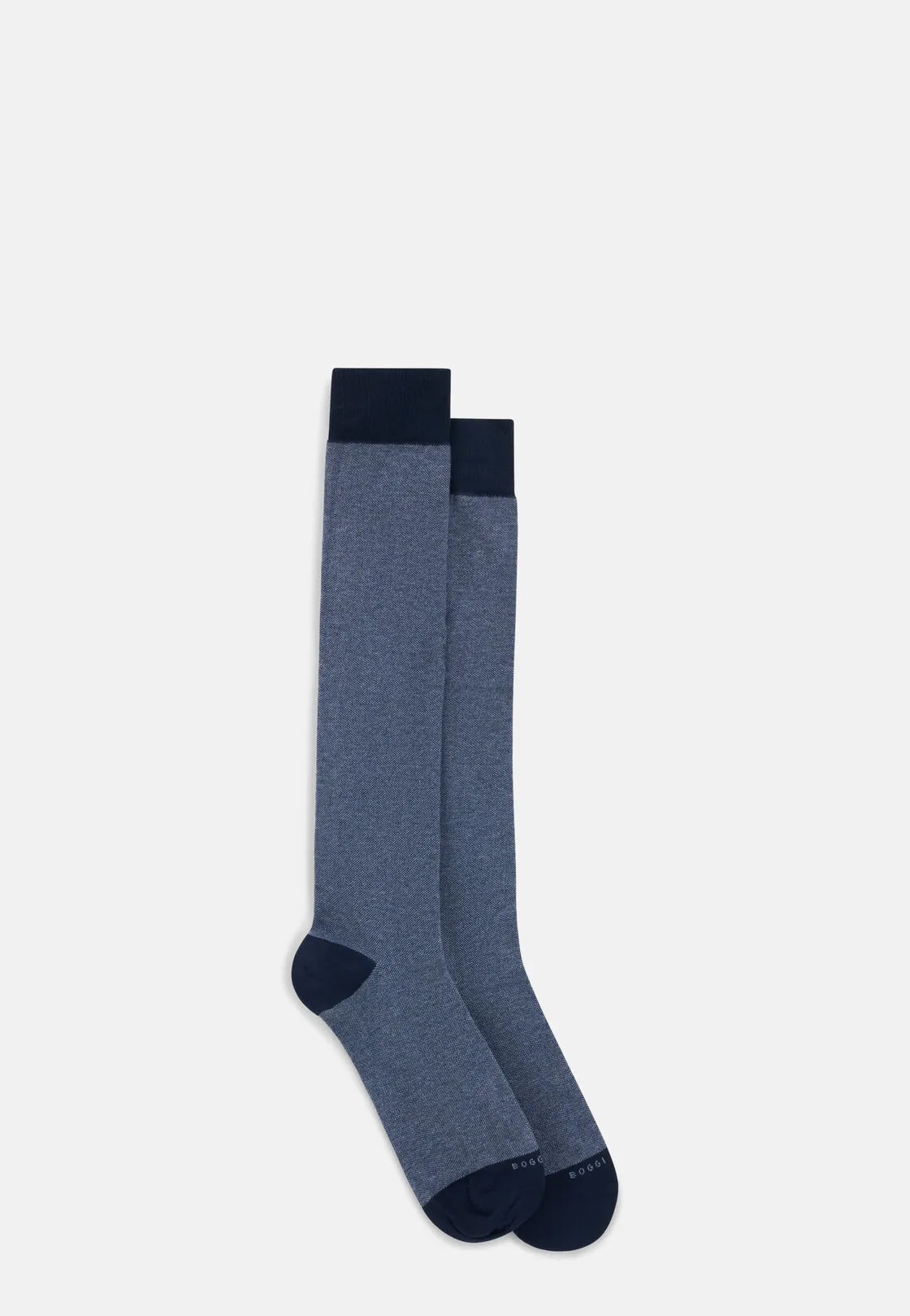 Boggi, Calze Lunghe Motivo Oxford In Misto Cotone, Uomo, Navy - immagine 2