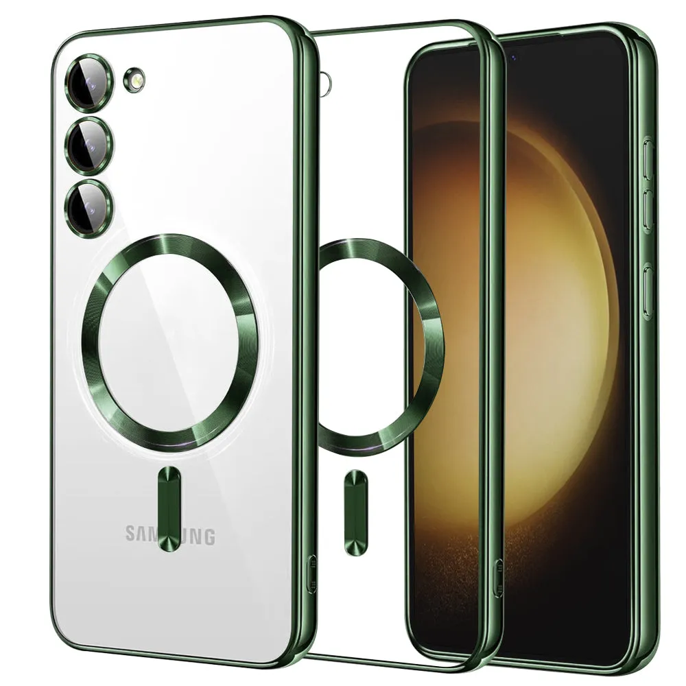 Custodia MagSafe per Samsung Galaxy S23+ S916, Techsuit, Luxury Crystal, Verde Scuro - immagine 1