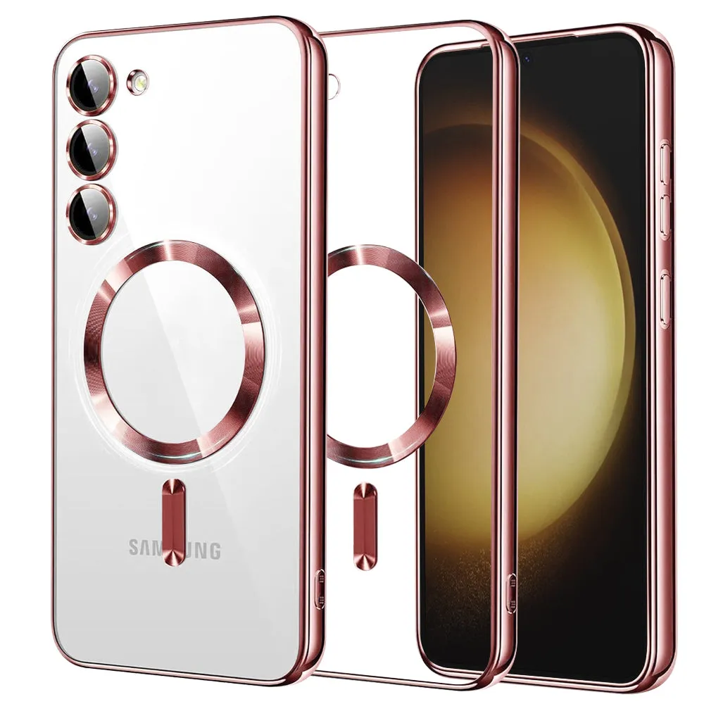 Custodia MagSafe per Samsung Galaxy S23+ S916, Techsuit, Luxury Crystal, Rosa - immagine 1