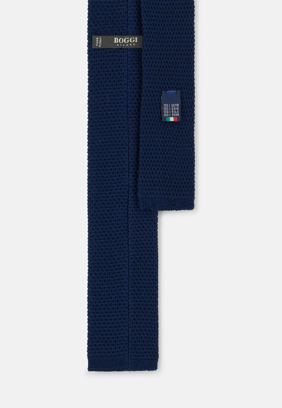 Boggi, Cravatta Maglia Con Motivo Pois In Seta, Uomo, Navy - immagine 3