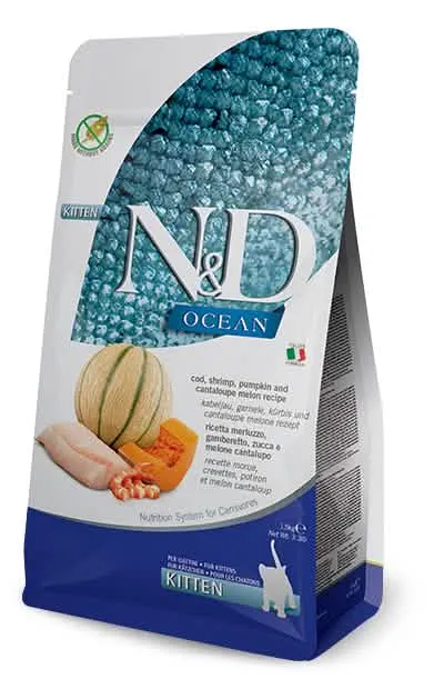 N&d ocean cat merluzzo gamberi zucca melone cantalupo kitten 5 kg - immagine 1