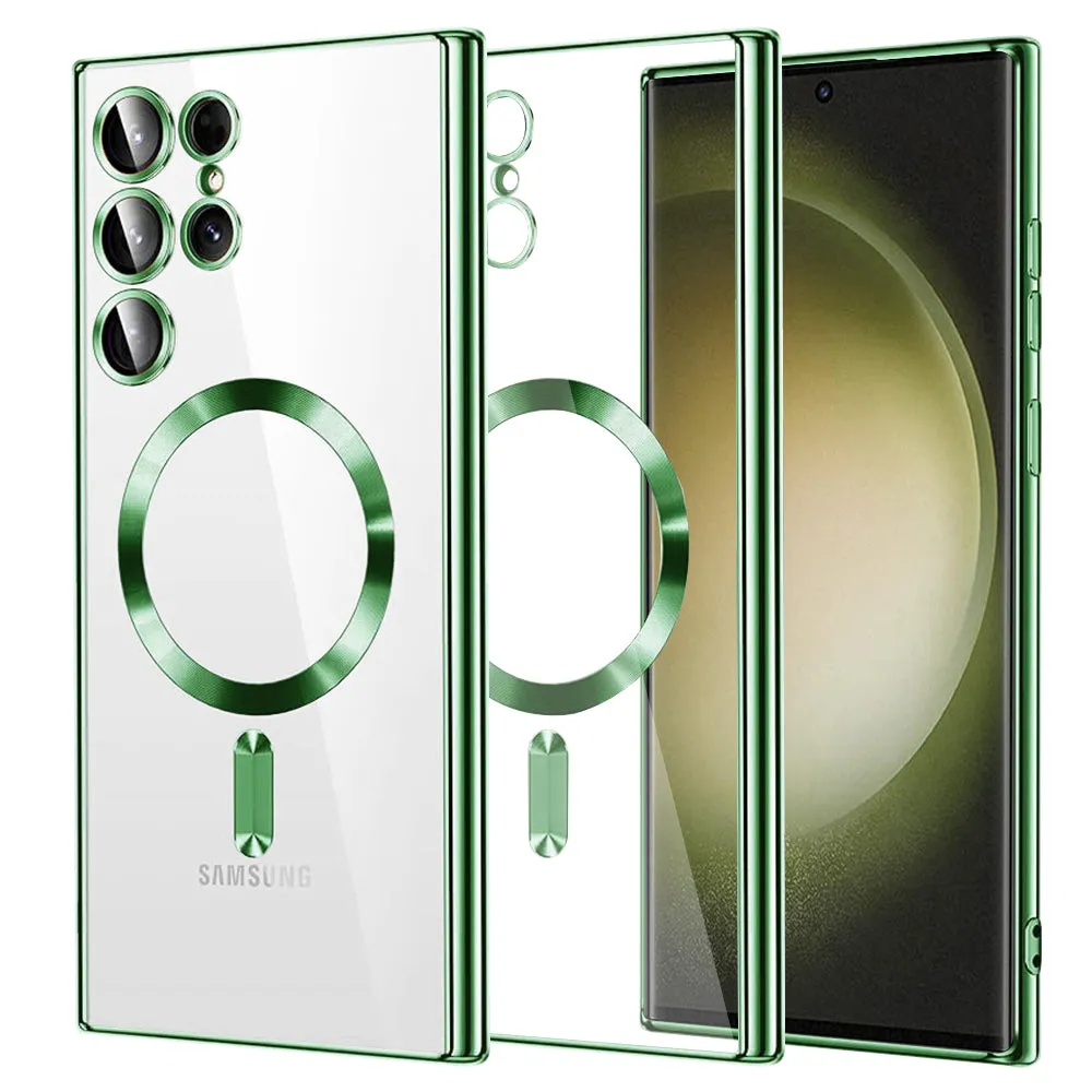 Custodia MagSafe per Samsung Galaxy S23 Ultra S918, Techsuit, Luxury Crystal, Verde Chiaro - immagine 1