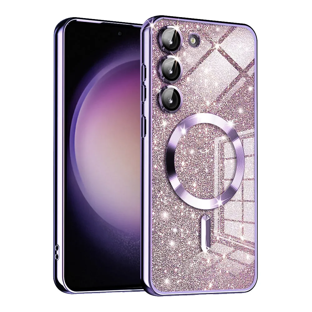 Custodia MagSafe per Samsung Galaxy S23 S911, Techsuit, Luxury Glitter, Viola Chiaro - immagine 1