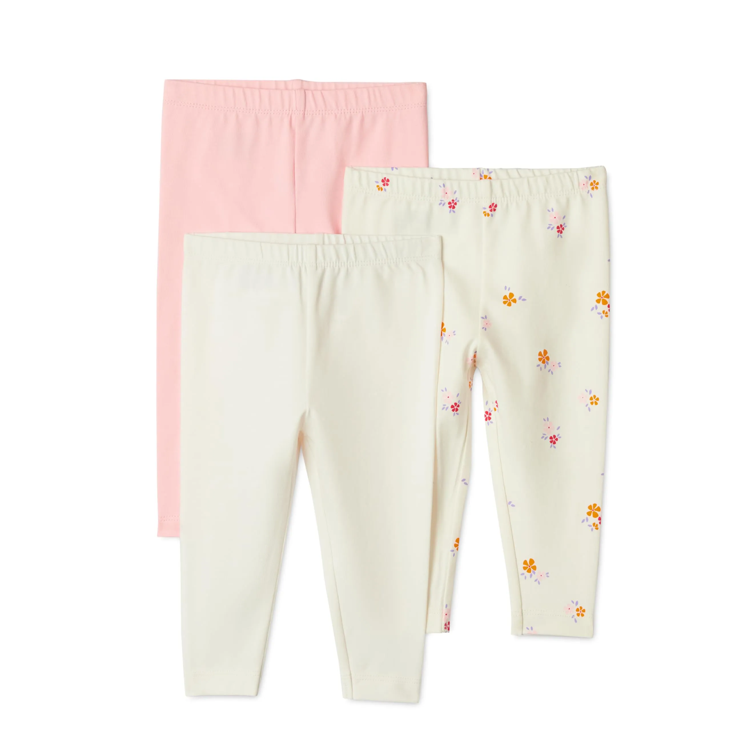 Amazon Essentials x Sofia Grainge Leggings alla Caviglia Traspiranti in Cotone Bambine e ragazze, Confezione da 3, Fiori Rosa Chiaro/Avorio, 3 anni - immagine 1
