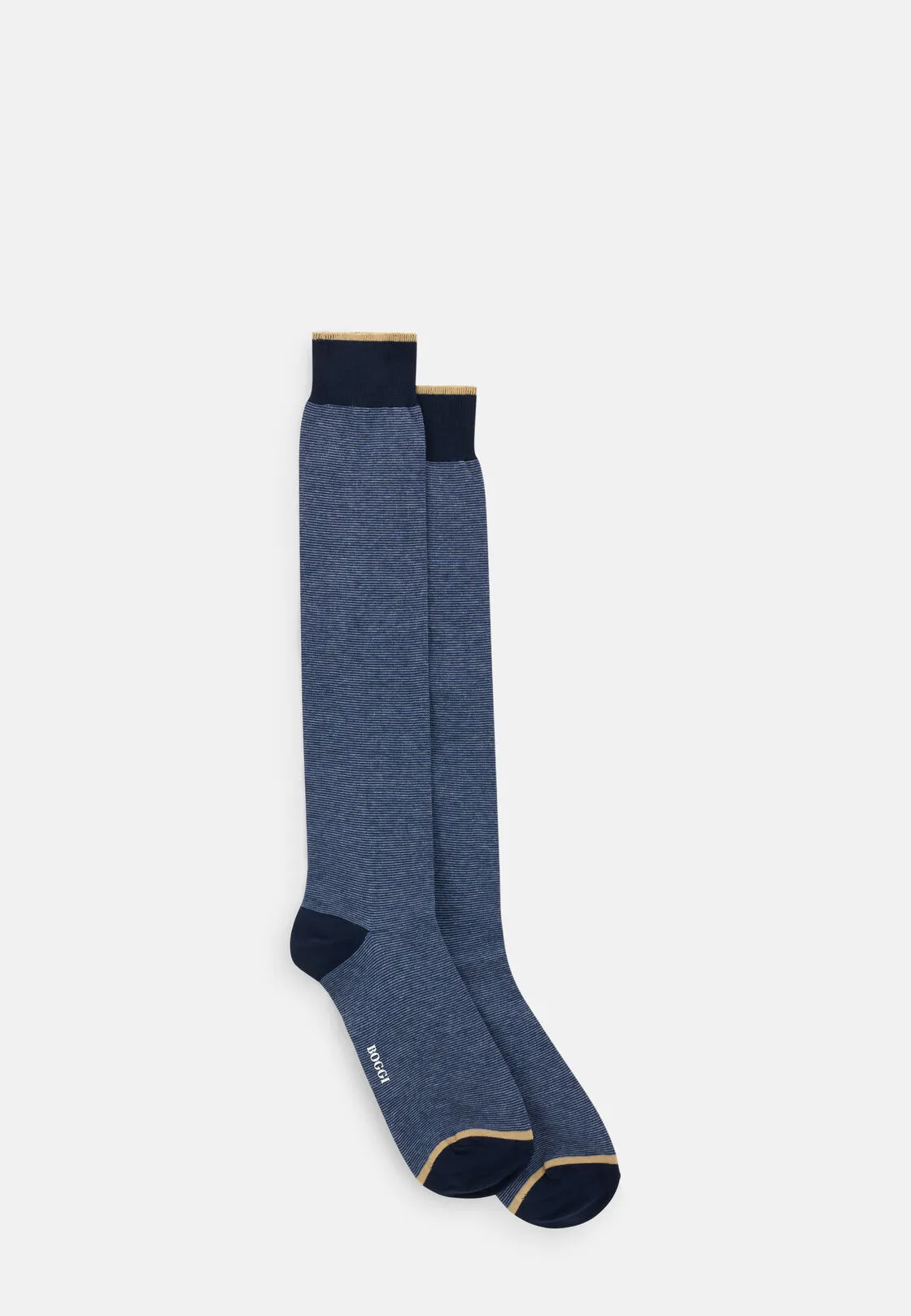 Boggi, Calze Lunghe Motivo Righe In Misto Cotone, Uomo, Navy - immagine 2