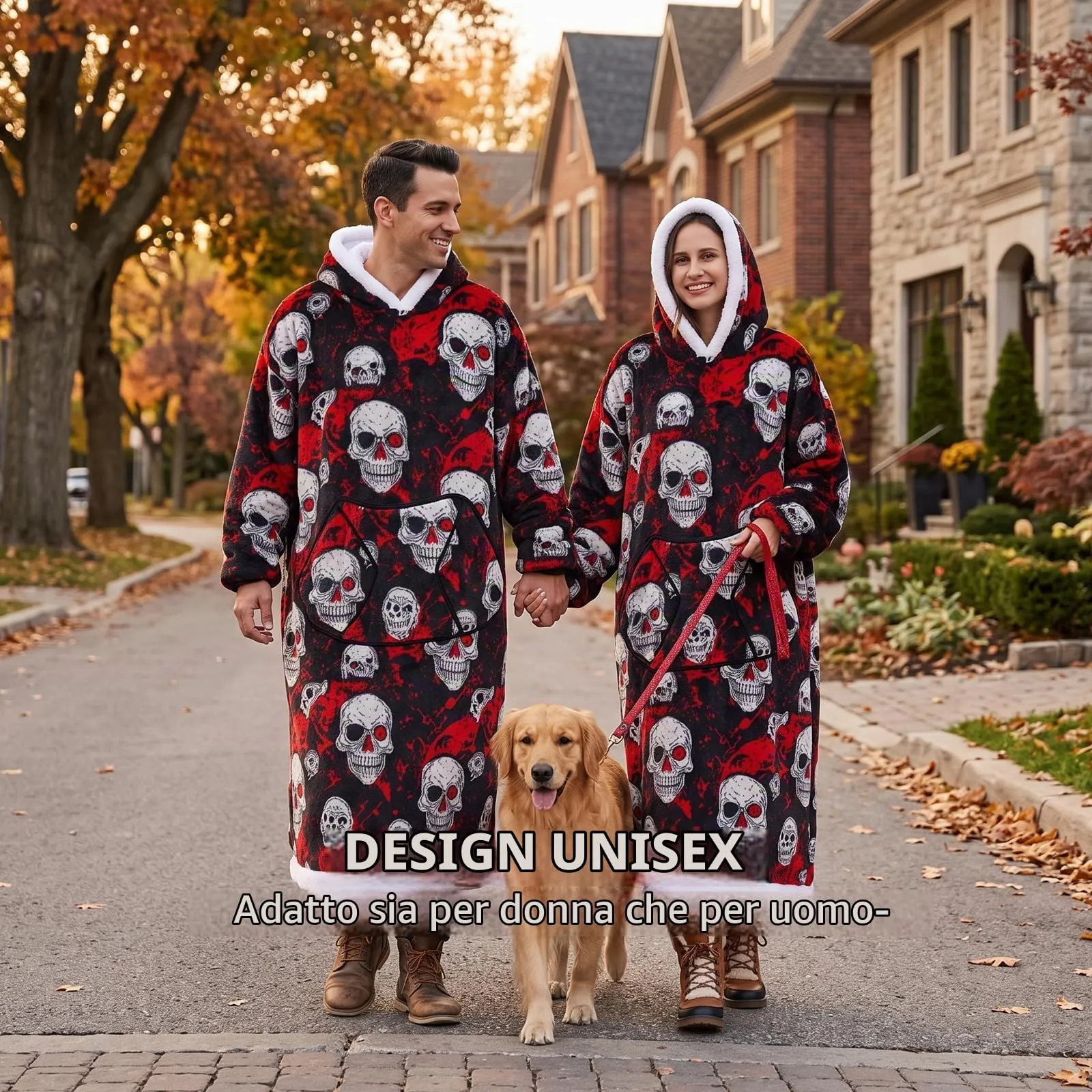 Yzehomijia Coperta portatile con cappuccio, per donne e adulti, coperta con maniche, morbida e calda da indossare come regalo per fidanzata, mamma o mamma koala (Skull) - immagine 3