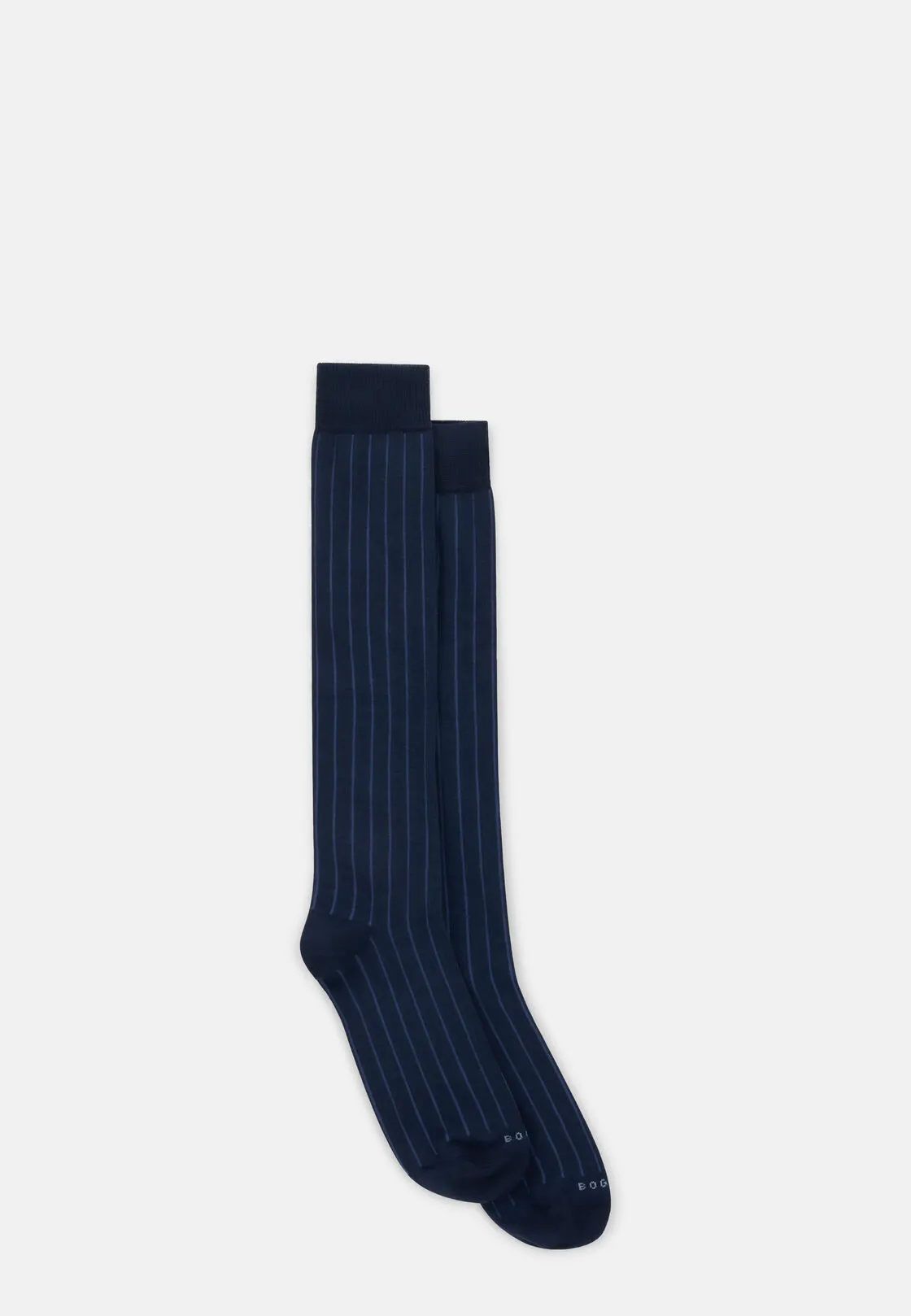 Boggi, Calze Lunghe Motivo Gessato In Misto Cotone, Uomo, Navy - immagine 2