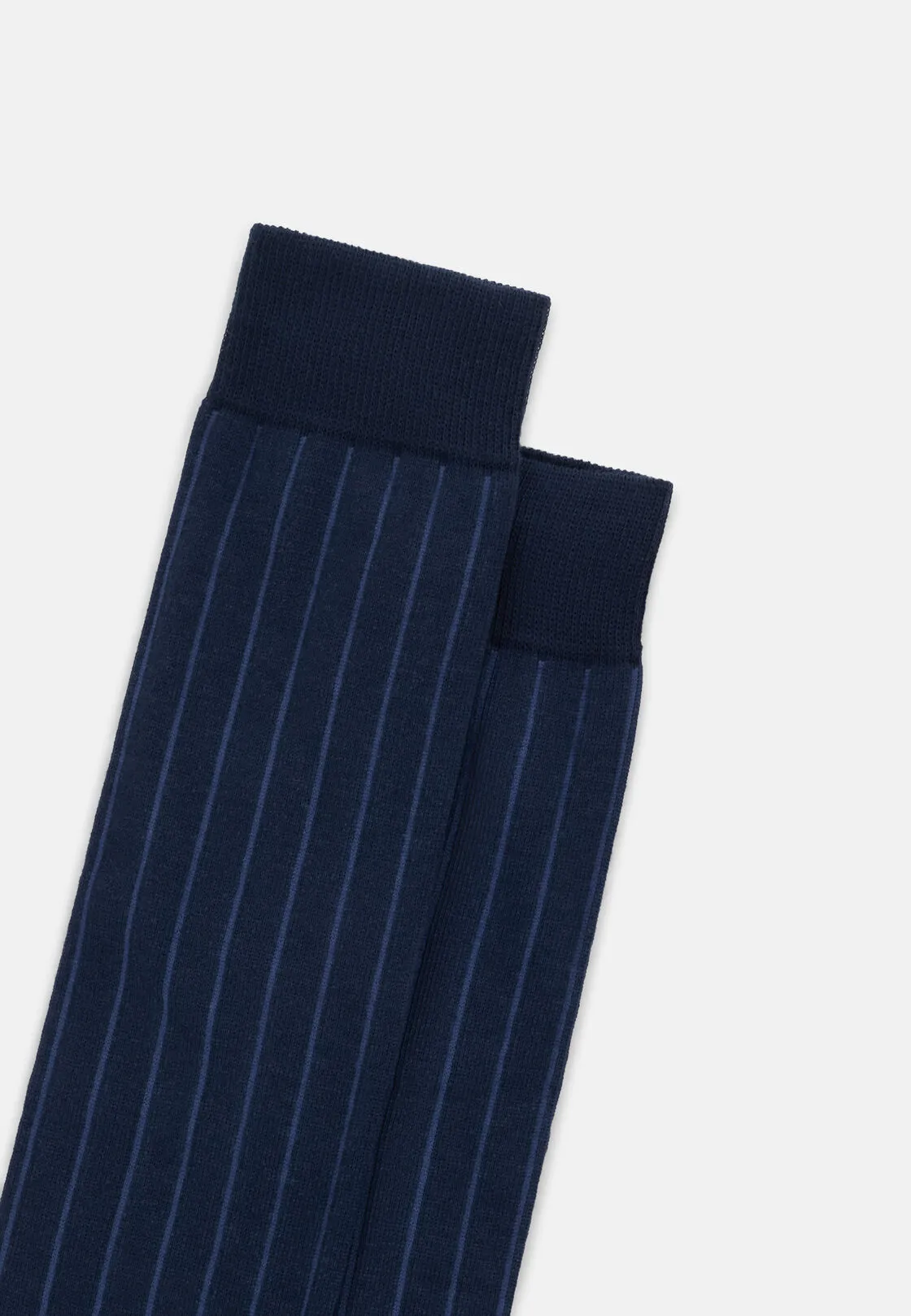 Boggi, Calze Lunghe Motivo Gessato In Misto Cotone, Uomo, Navy - immagine 3