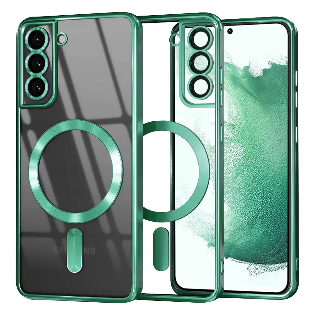 Custodia MagSafe per Samsung Galaxy S22+ 5G S906, Techsuit, Luxury Crystal, Verde Chiaro - immagine 1