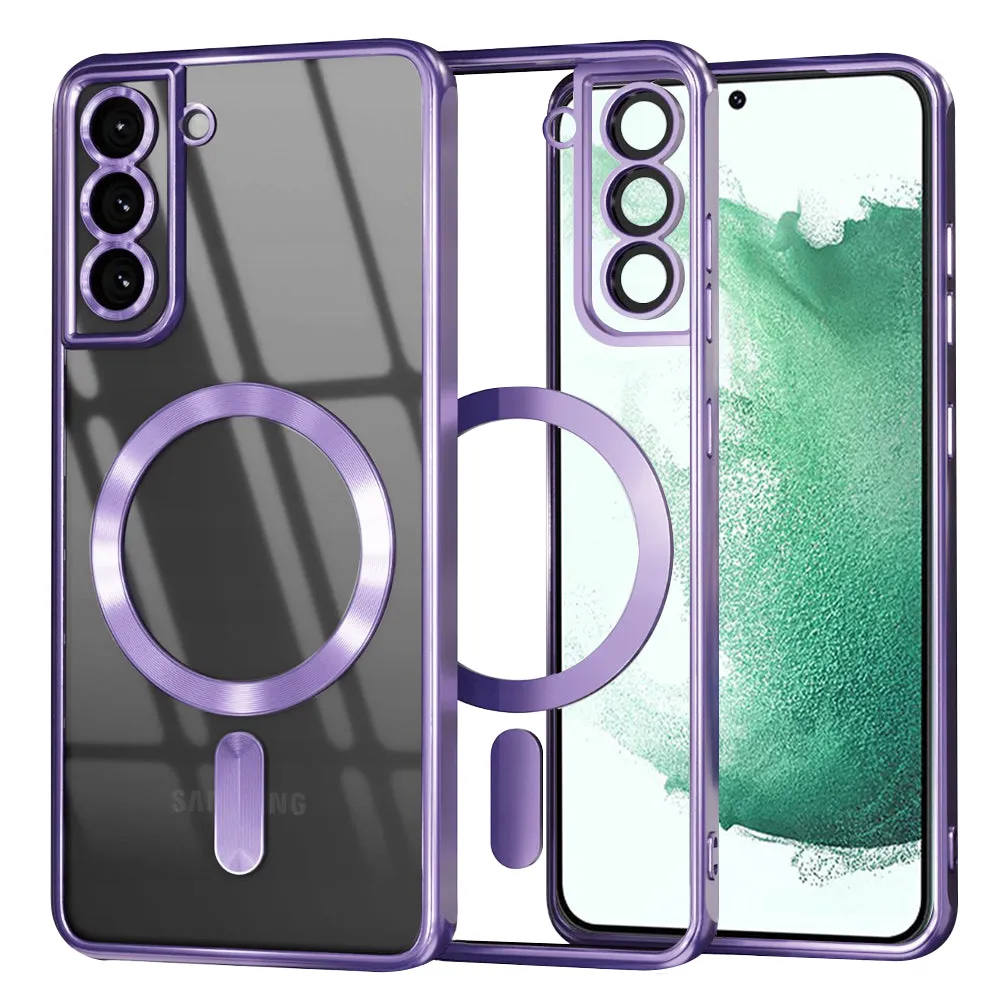 Custodia MagSafe per Samsung Galaxy S22+ 5G S906, Techsuit, Luxury Crystal, Viola Chiaro - immagine 1