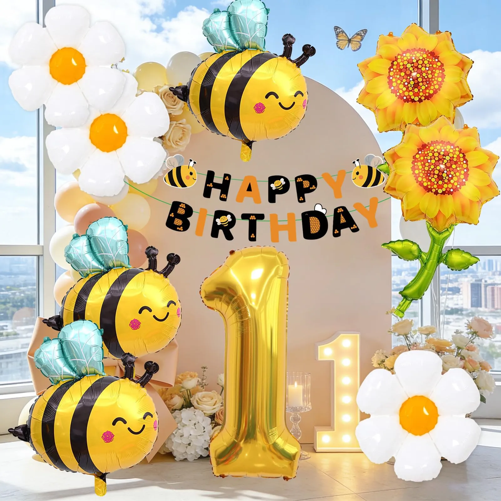 10PCS Decorazioni Palloncini Ape 1 Anni,Palloncino Alluminio Compleanno api - immagine 3