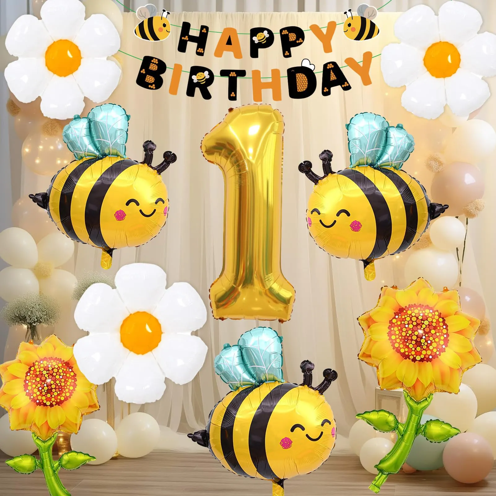10PCS Decorazioni Palloncini Ape 1 Anni,Palloncino Alluminio Compleanno api - immagine 5