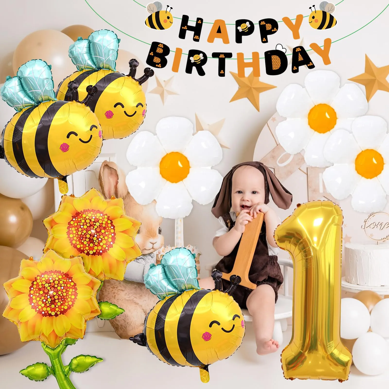 10PCS Decorazioni Palloncini Ape 1 Anni,Palloncino Alluminio Compleanno api - immagine 6