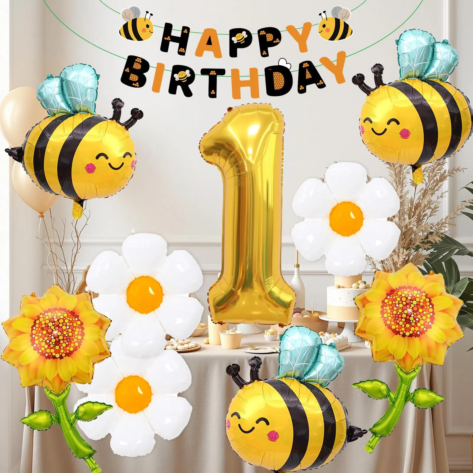 10PCS Decorazioni Palloncini Ape 1 Anni,Palloncino Alluminio Compleanno api - immagine 7
