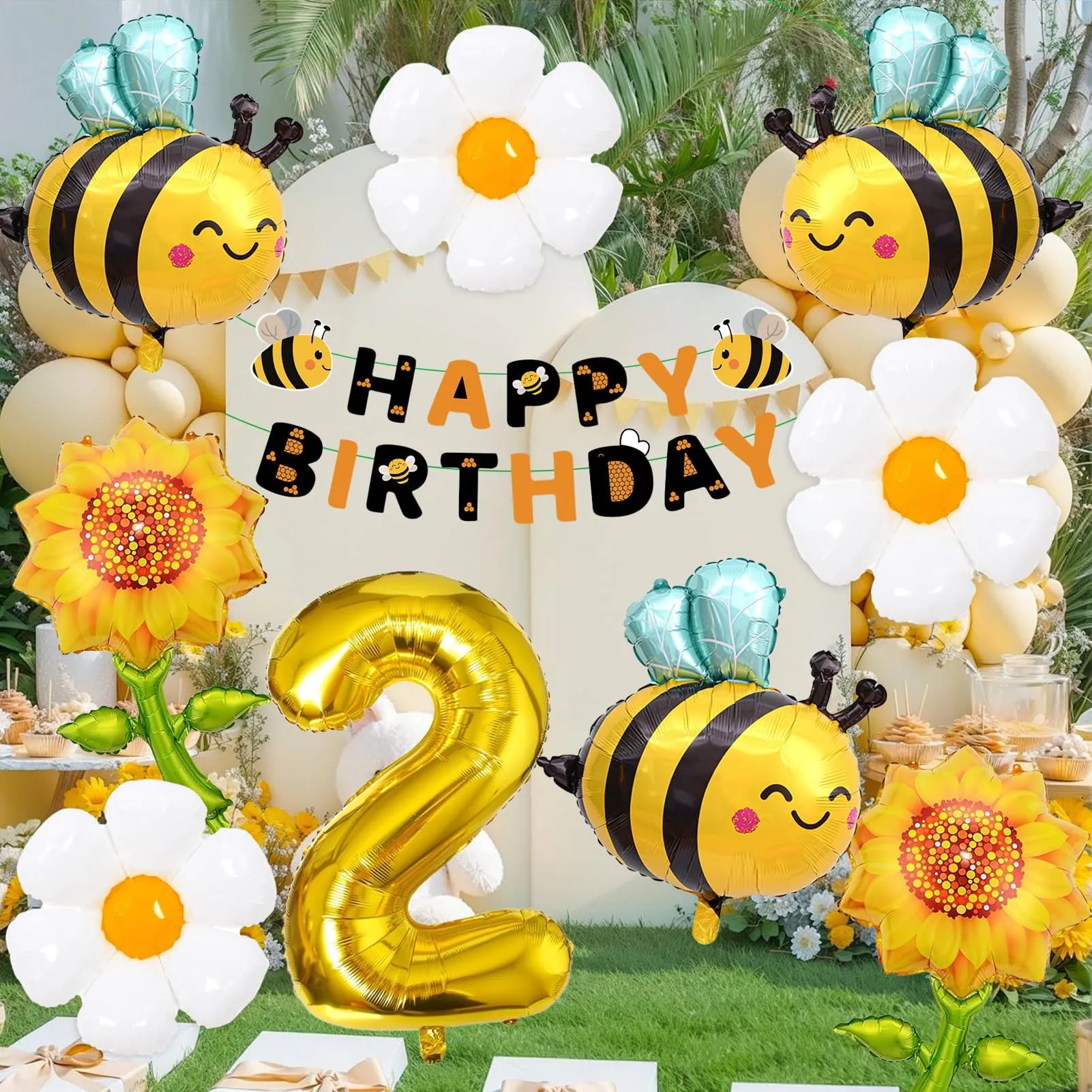 10PCS Decorazioni Palloncini Ape 2 Anni,Palloncino Alluminio Compleanno api - immagine 3