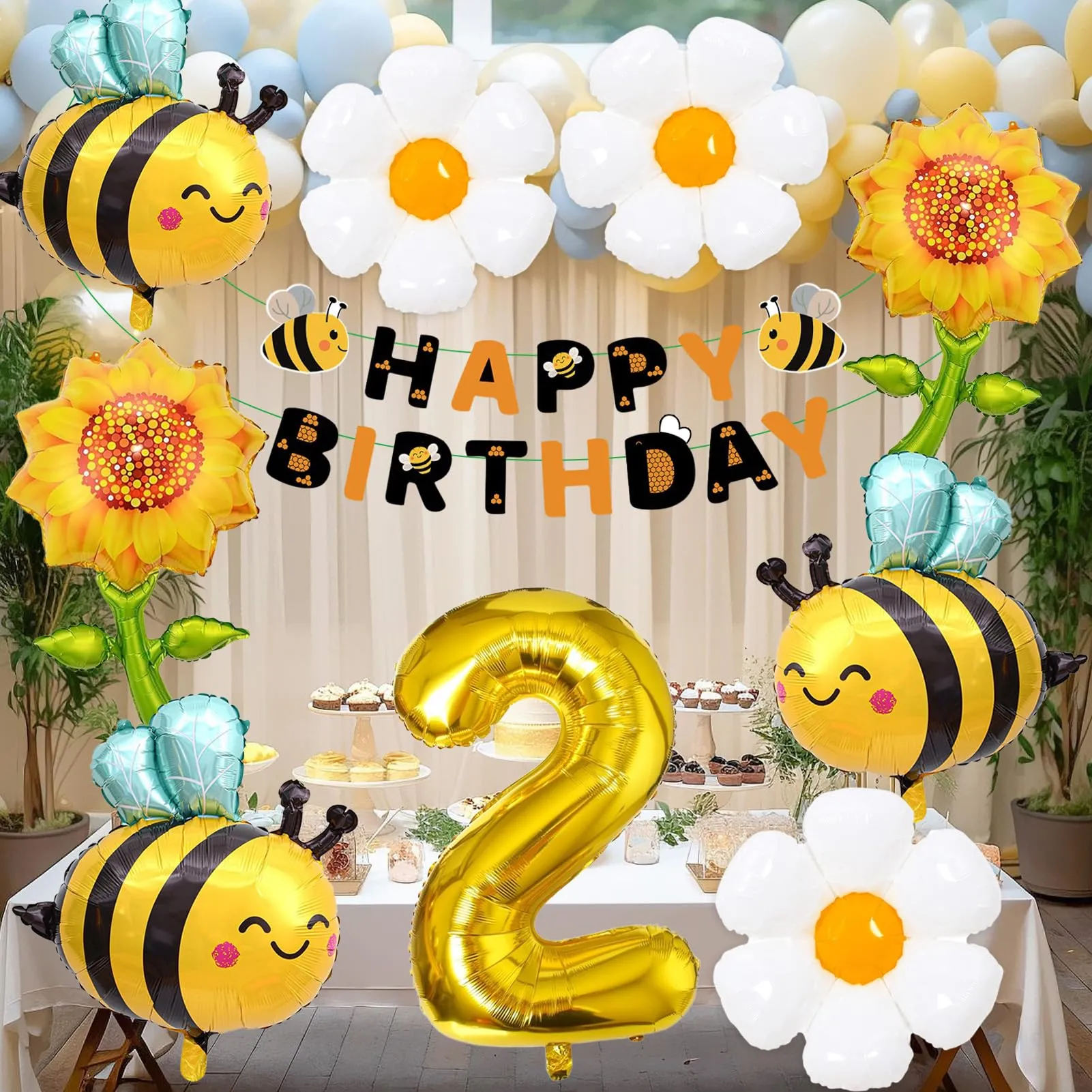 10PCS Decorazioni Palloncini Ape 2 Anni,Palloncino Alluminio Compleanno api - immagine 5