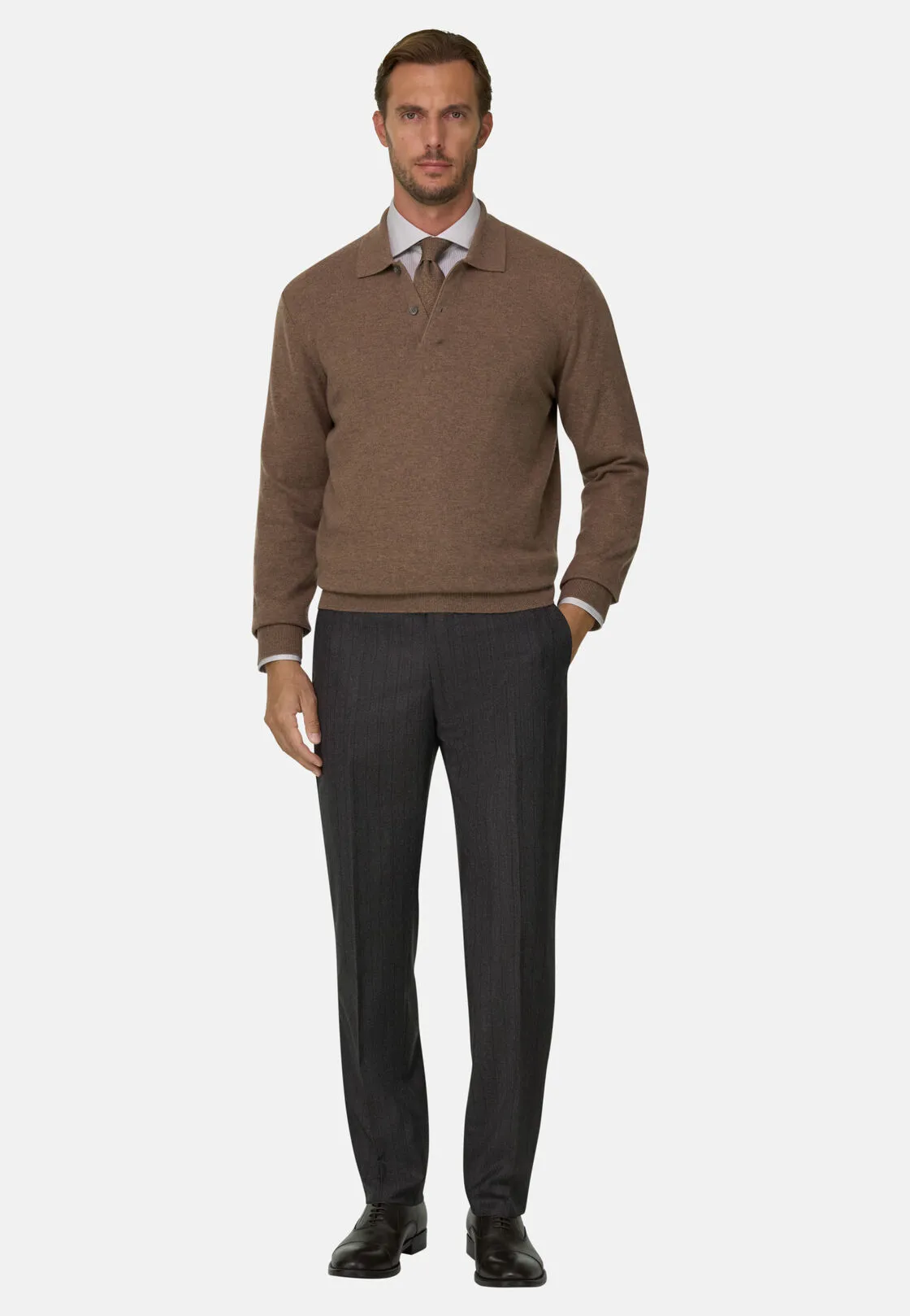 Boggi, Polo Di Maglia In Lana Cashmere, Uomo, Marrone, Taglia: XL - immagine 2