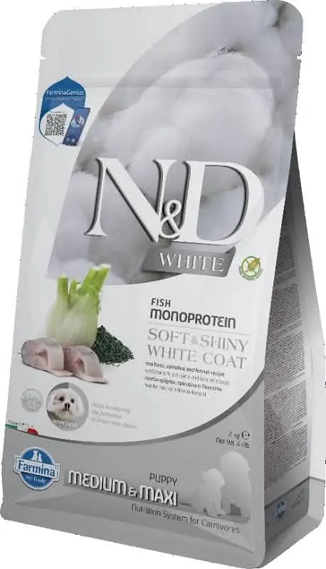 N&d white dog seabass spirulina fennel puppy med max 2 kg - immagine 1