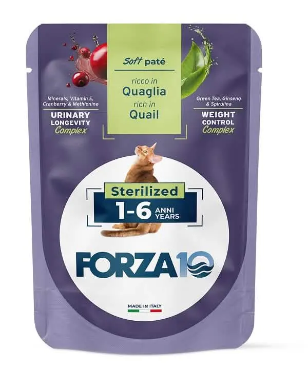 Forza 10 maintenance cat adult 1-6 anni sterilized quaglia wet pate' 80 g - immagine 1