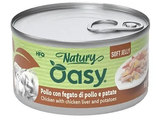 Oasy wet cat natury soft jelly pollo con fegato e patate lattina 85 g - immagine 1