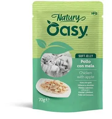 Oasy wet cat natury soft jelly pollo con mela busta 70 g - immagine 1