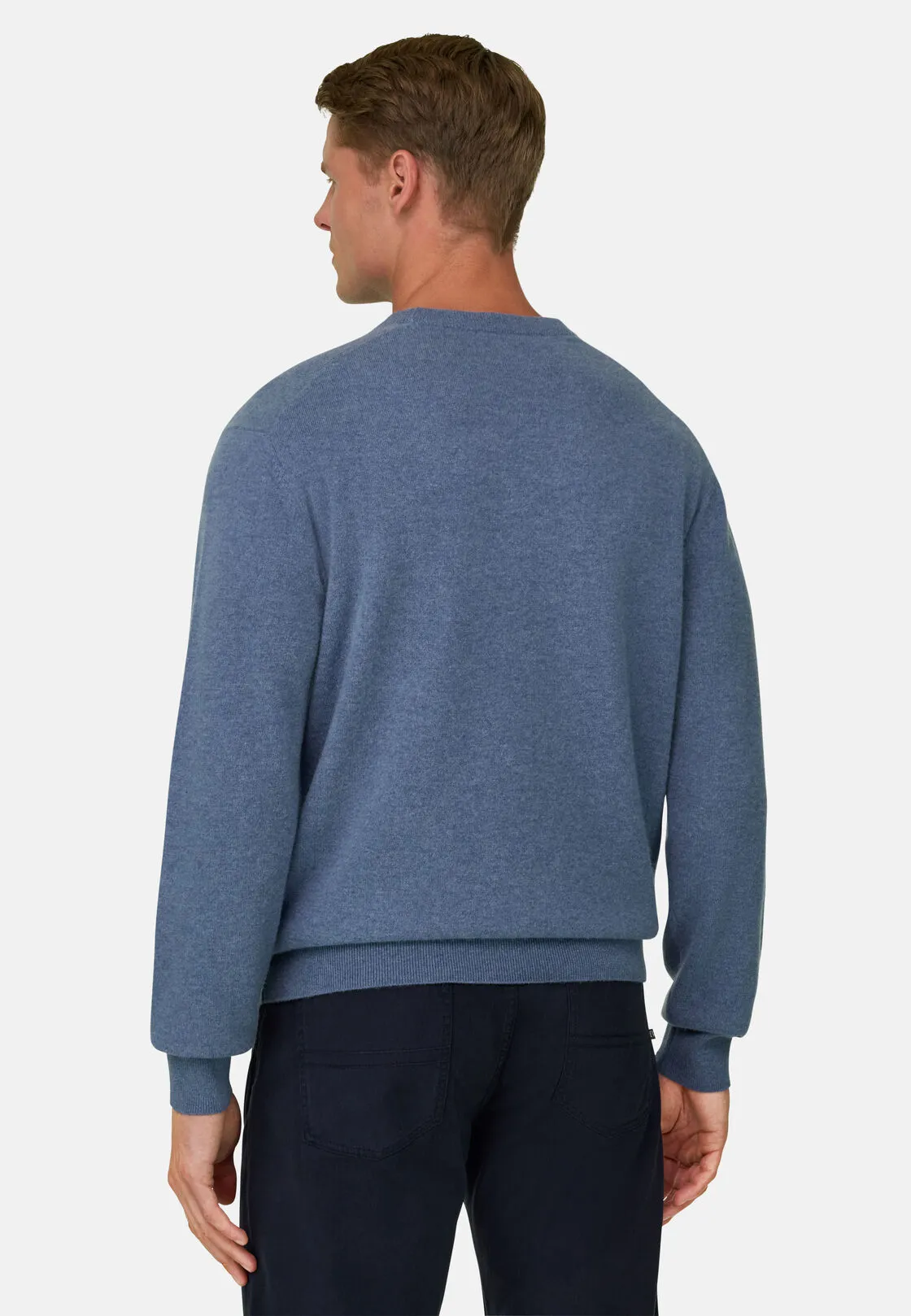 Boggi, Maglia Girocollo In Lana E Cashmere, Uomo, Azzurro, Taglia: S - immagine 4
