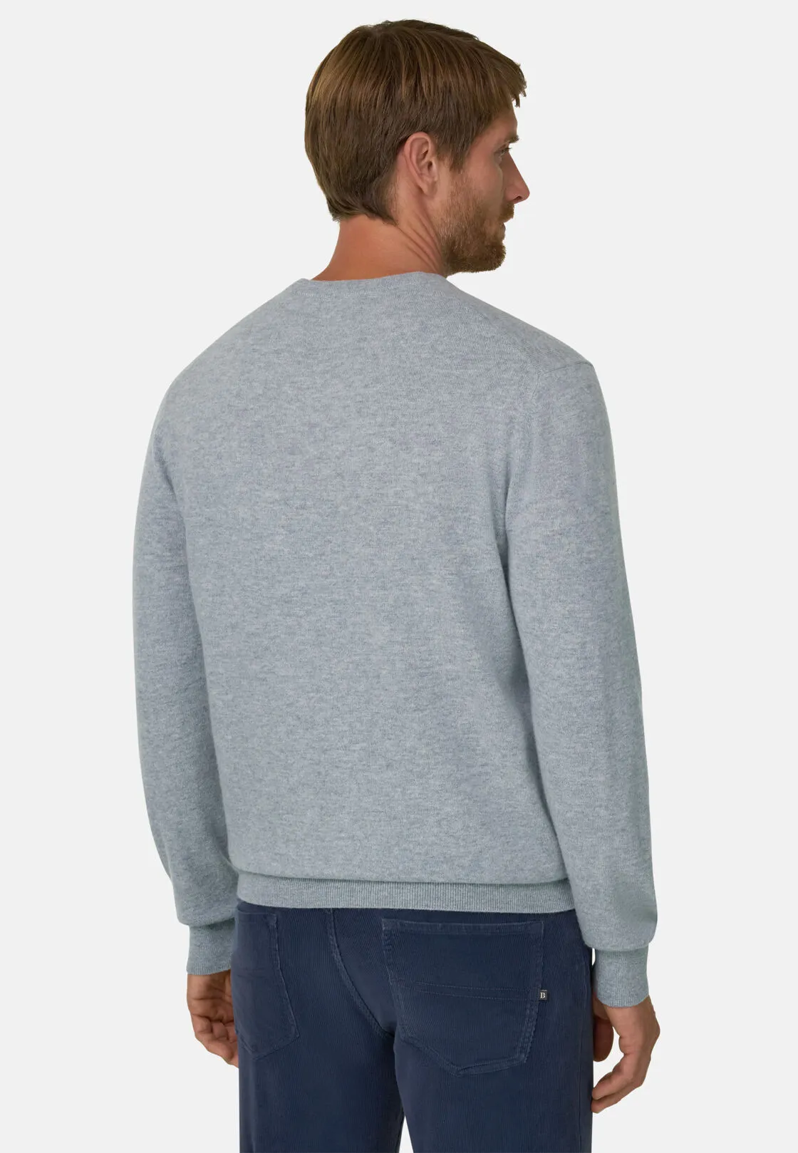 Boggi, Maglia Girocollo In Lana E Cashmere, Uomo, Grigio, Taglia: L - immagine 4