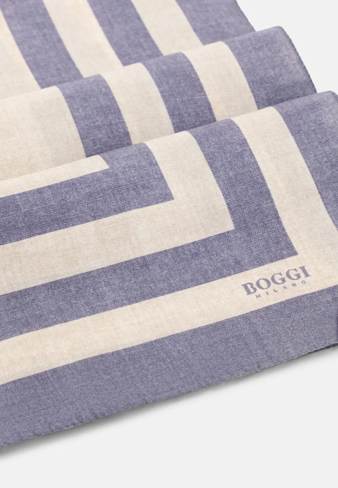 Boggi, Bandana Stampa Bordi A Contrasto In Seta, Uomo, Light grey - immagine 3