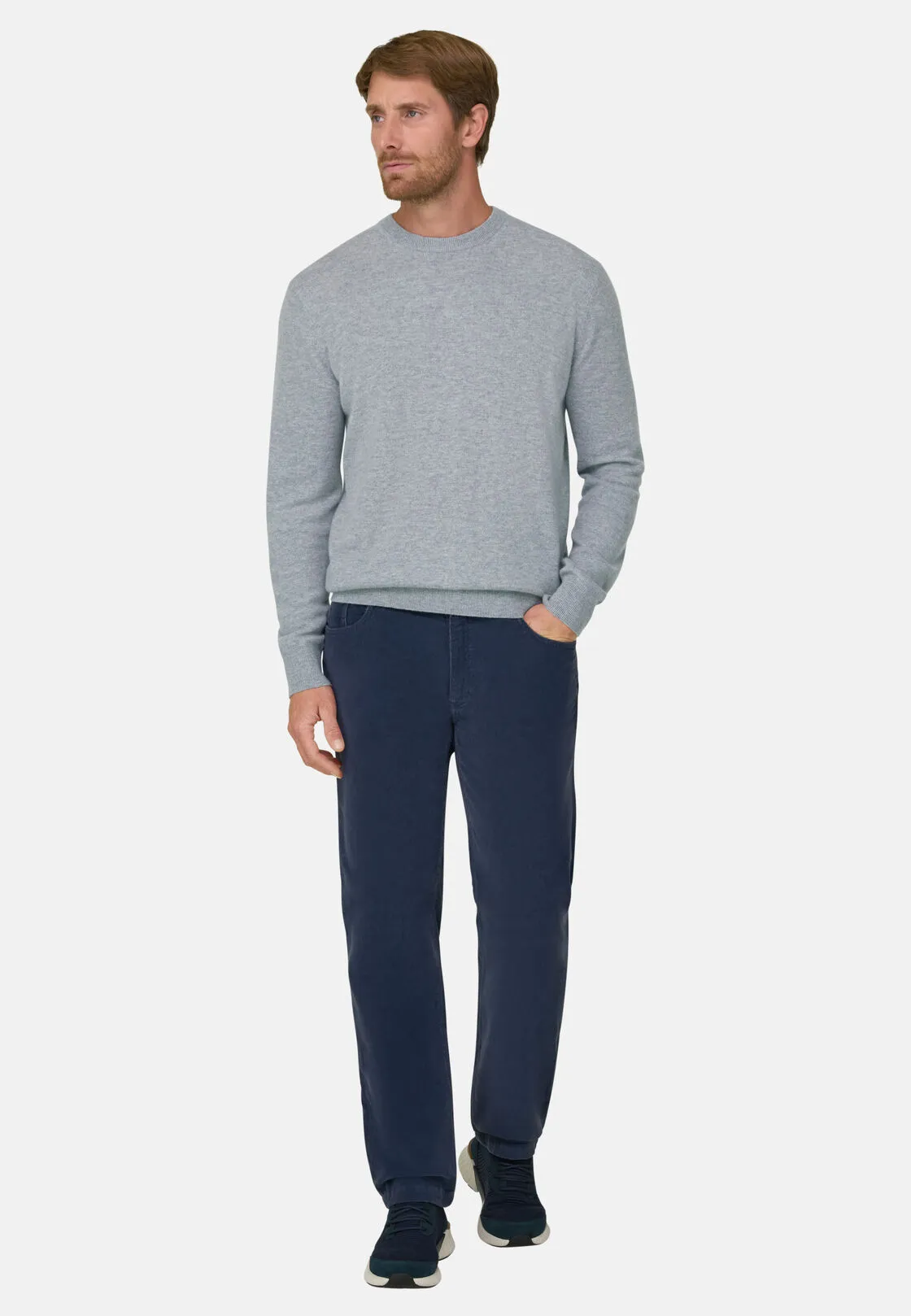 Boggi, Maglia Girocollo In Lana E Cashmere, Uomo, Grigio, Taglia: S - immagine 2