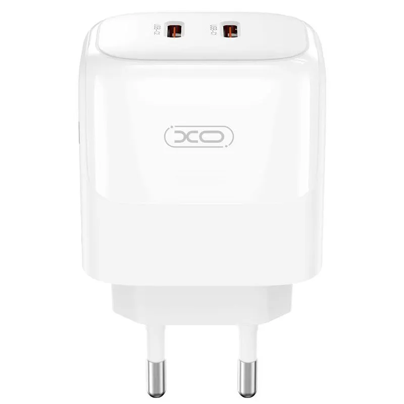 Caricabatterie di rete XO Design L140, 35W, 3A, 2 x USB-C, bianco - immagine 1