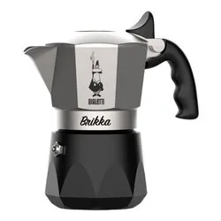 Caffettiera Alluminio 2 Tazze BRIKKA Evolution Cromo satinato e Nero 0007327 - immagine 1