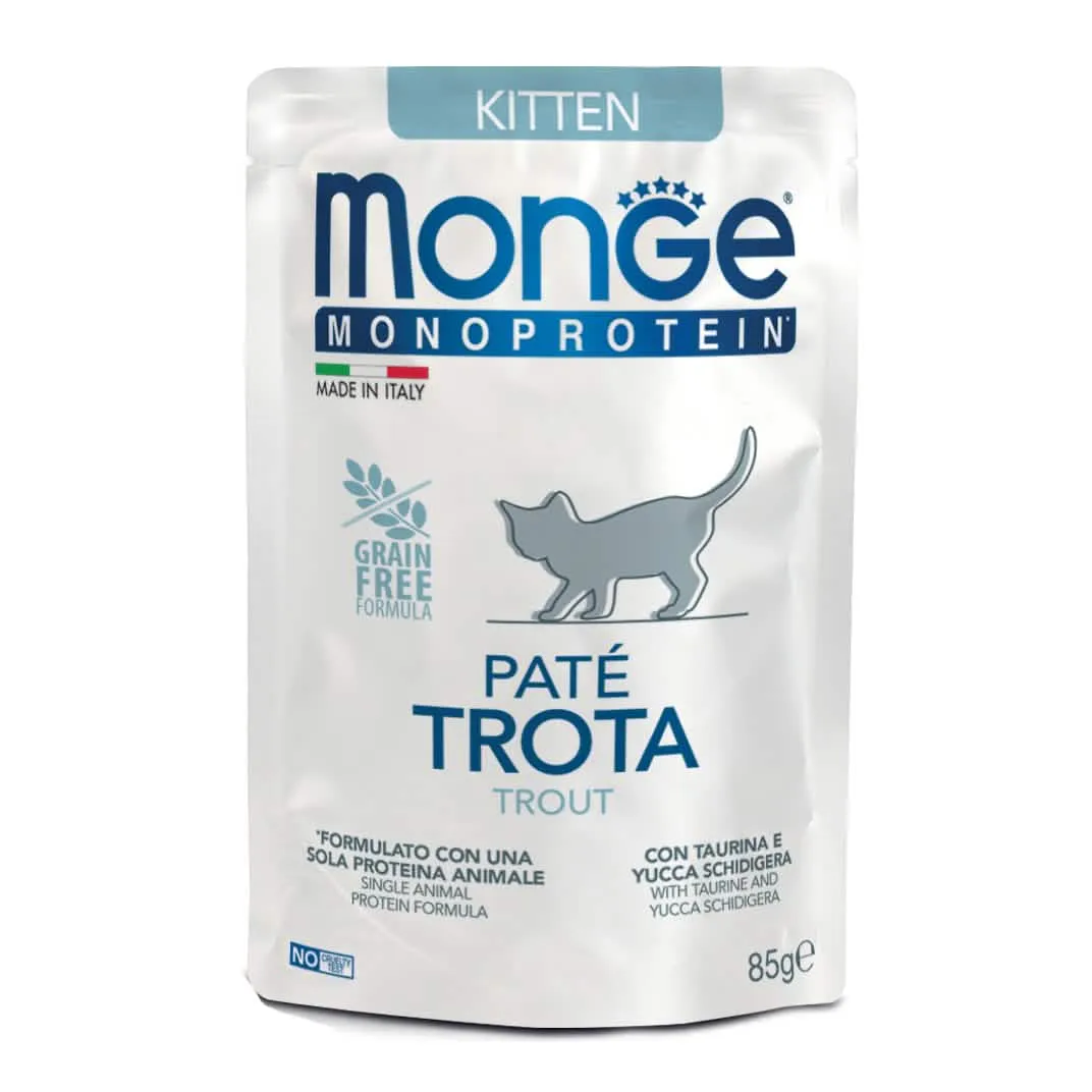 Monge busta monoporzione cat kitten pate trota 85 g - immagine 1