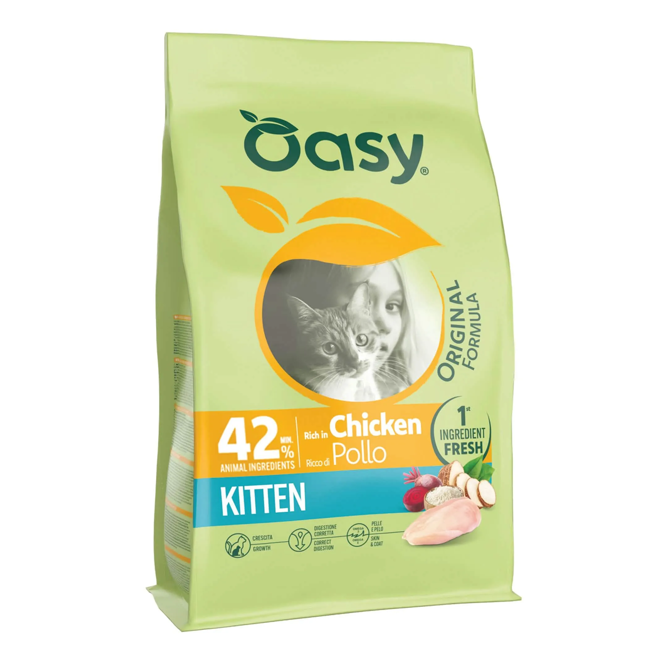 Oasy dry cat original kitten pollo 1,5 kg - immagine 1