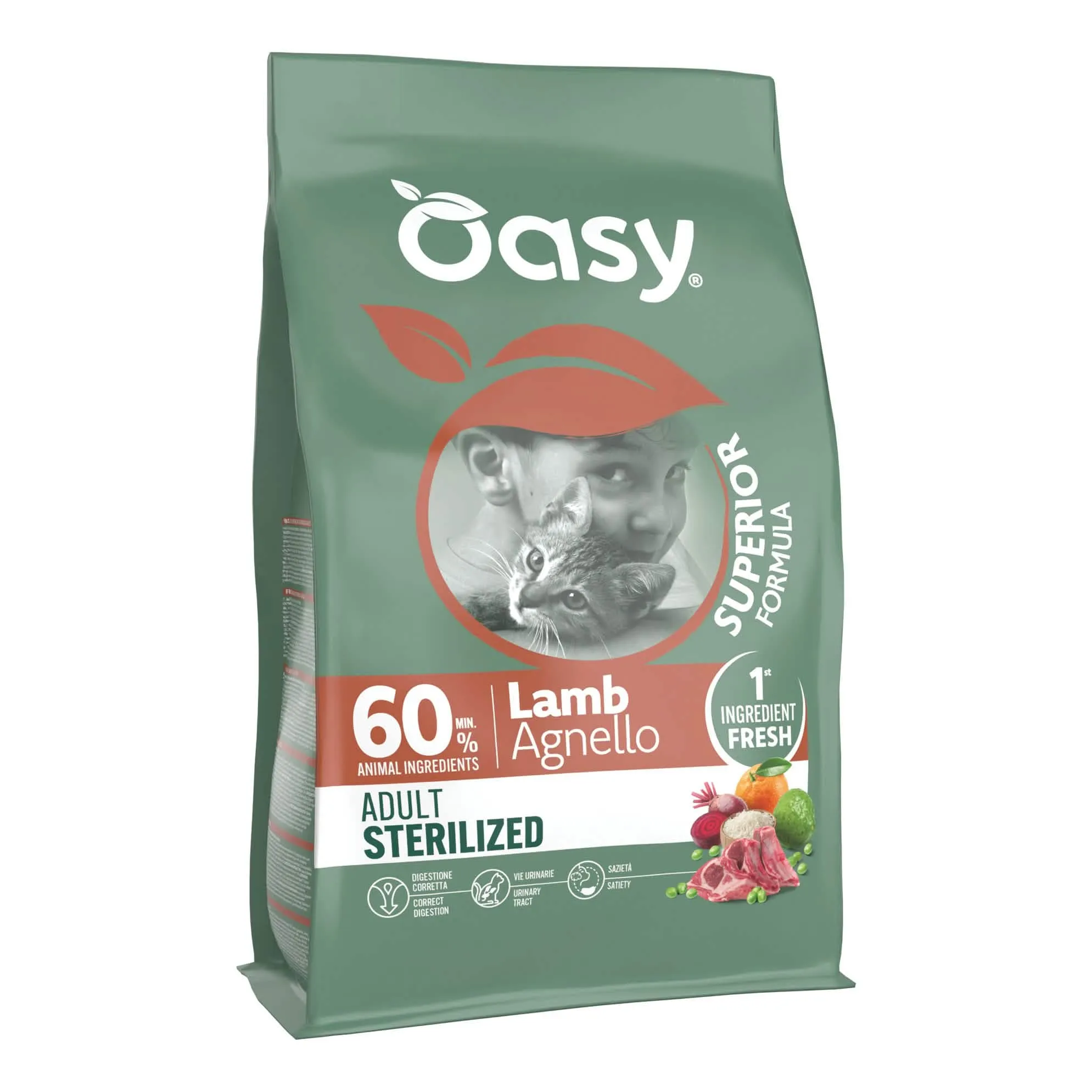 Oasy dry cat superior adult sterilized agnello 1,5 kg - immagine 1
