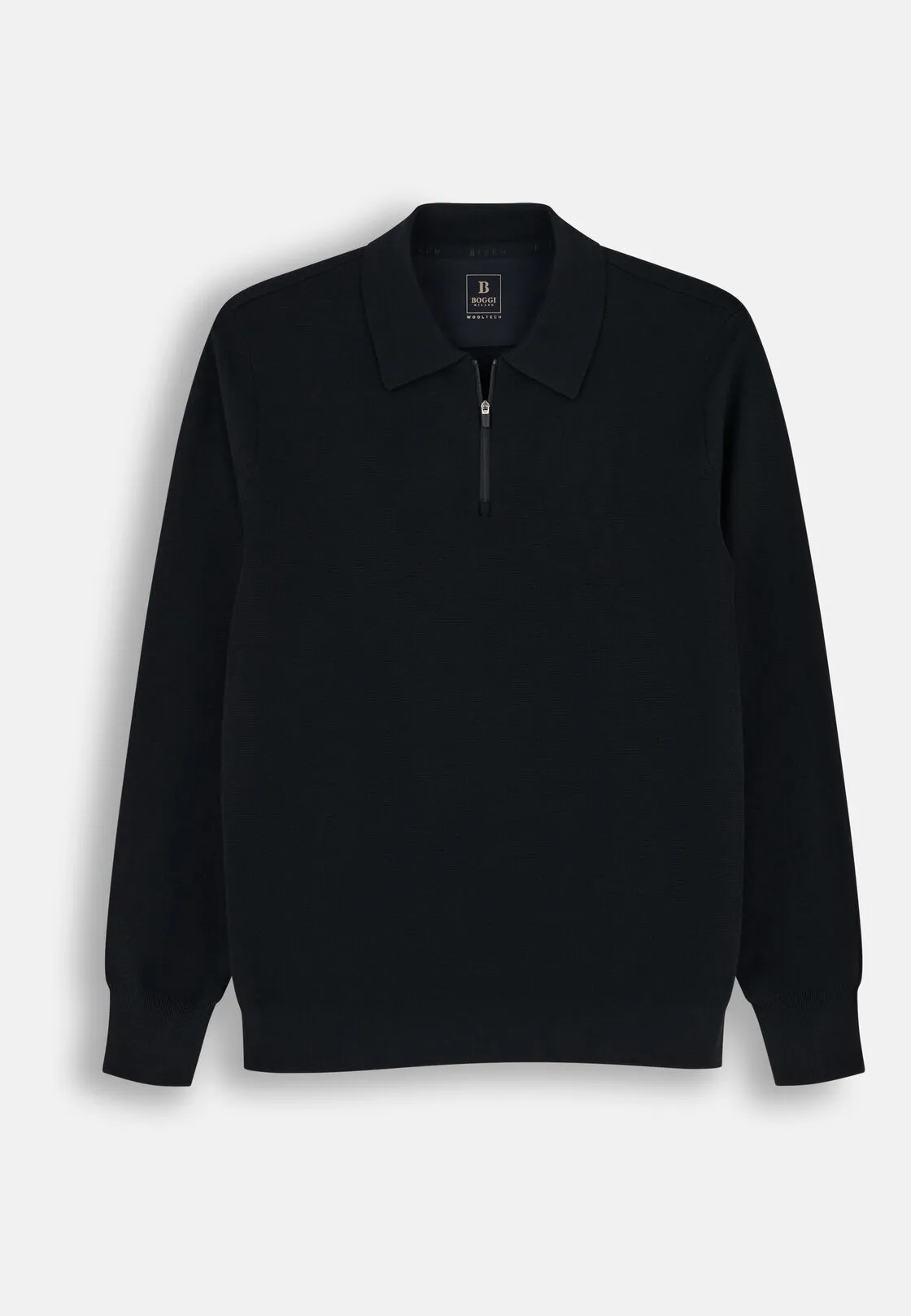 Boggi, Polo Di Maglia Mezza Zip In Misto Lana Wooltech, Uomo, Nero, Taglia: XXL - immagine 5