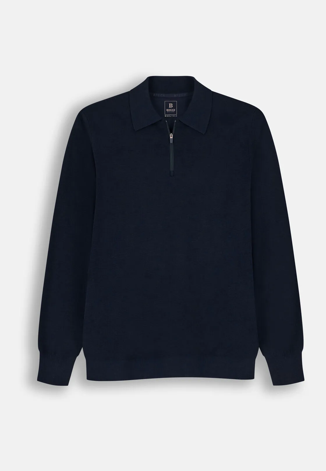 Boggi, Polo Di Maglia Mezza Zip In Misto Lana Wooltech, Uomo, Navy, Taglia: XL - immagine 5