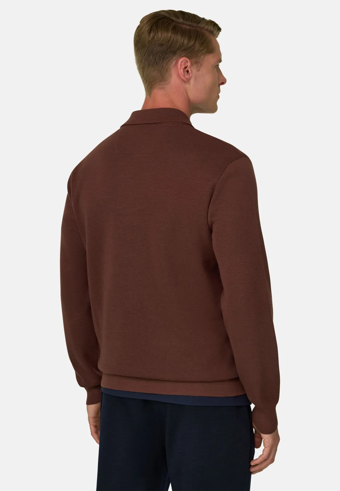 Boggi, Polo Di Maglia Mezza Zip In Misto Lana Wooltech, Uomo, Rouge, Taglia: L - immagine 4