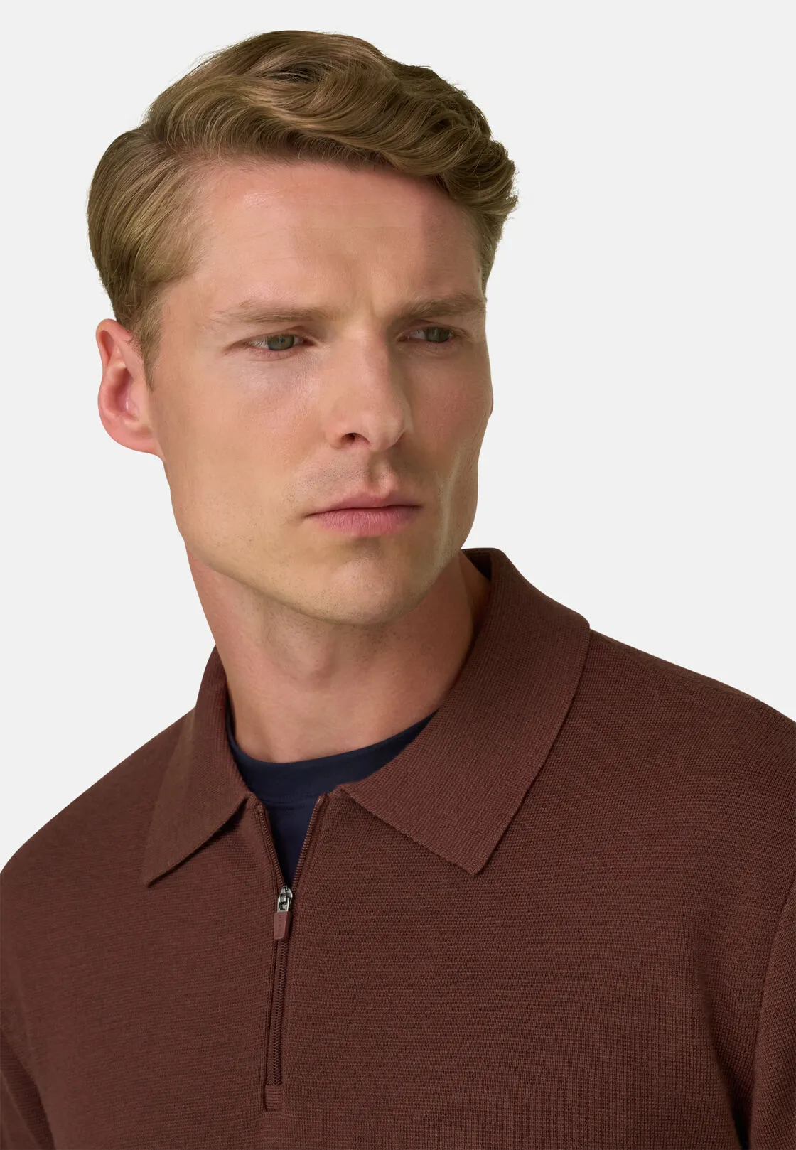 Boggi, Polo Di Maglia Mezza Zip In Misto Lana Wooltech, Uomo, Rouge, Taglia: M - immagine 3