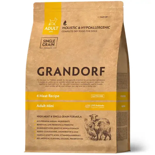 Grandorf Dog Adult Mini Hypoallergenic multiproteico 4 carni 8 kg (scadenza: 10/01/2027) - Croccantini per cani - immagine 1