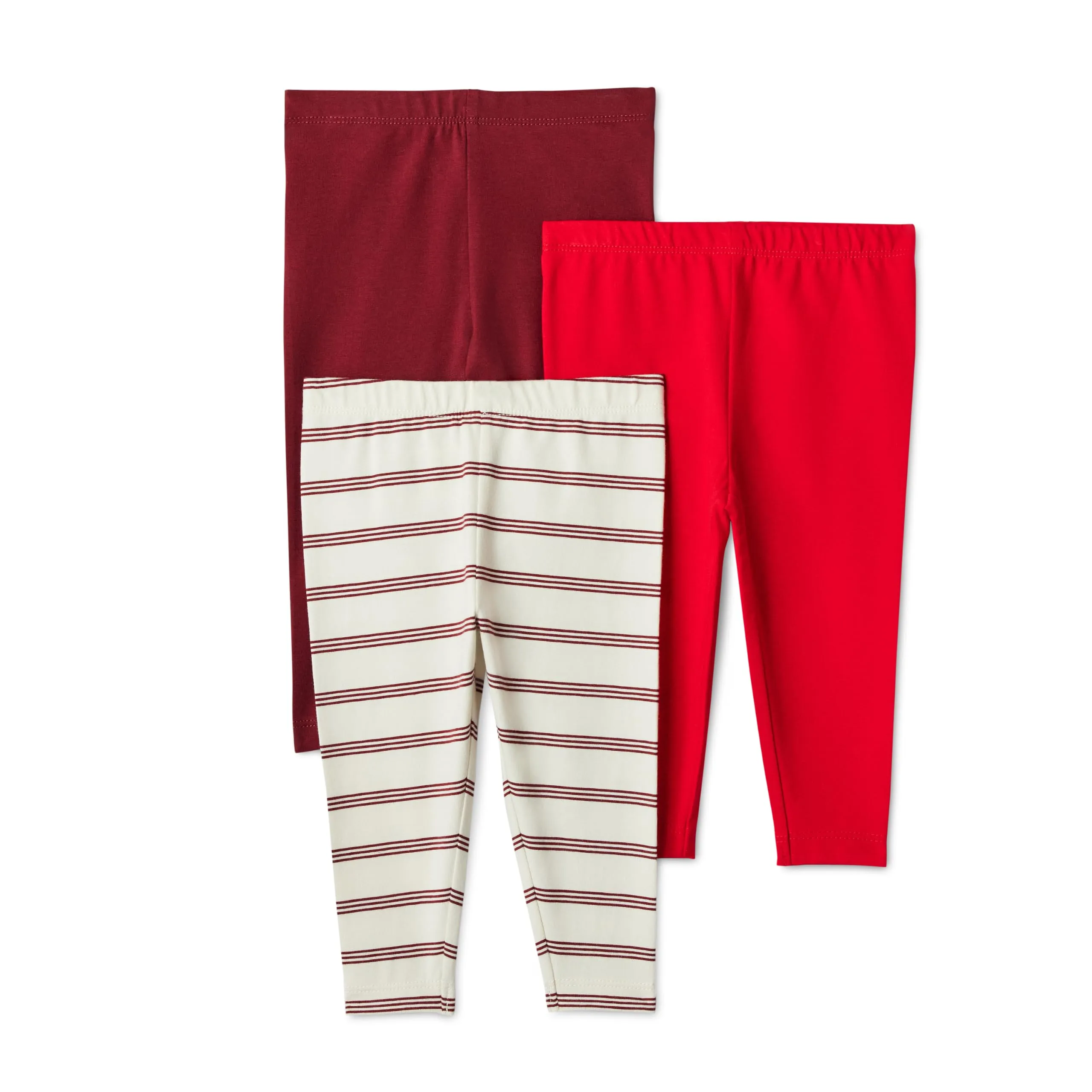 Amazon Essentials x Sofia Grainge Leggings alla Caviglia Traspiranti in Cotone Bimbo 0-24, Confezione da 3, Borgogna/Rosso/Tripe Stripe, 3 anni - immagine 1